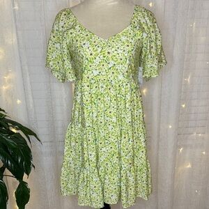SO Green and Yellow Midi Dress